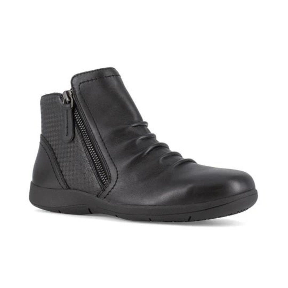 Rockport Works Daisey Work Safety Toe Ruched Bootie Black‎ Womens 7 New RK762